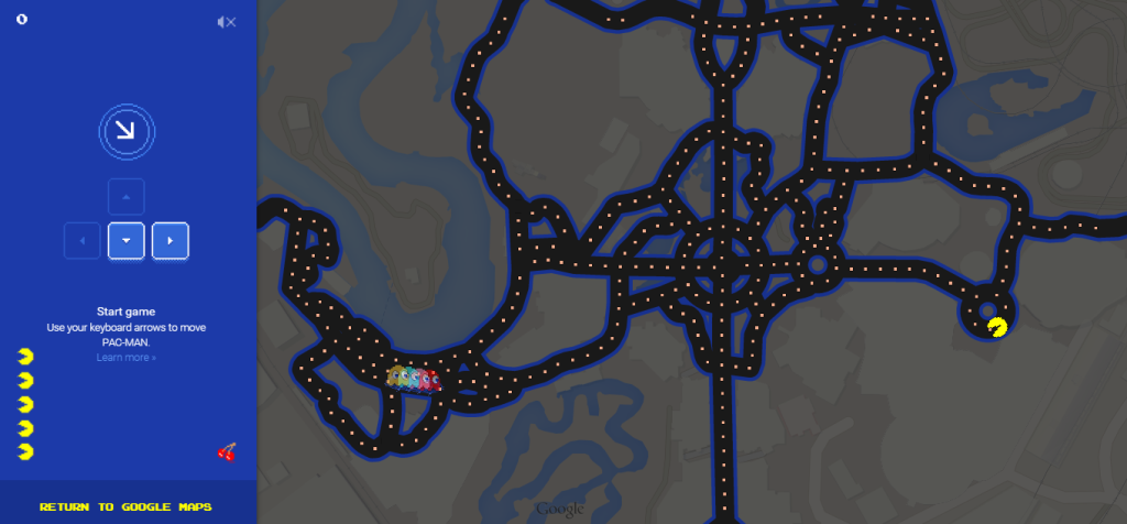 Google Maps PAC-MAN Disneyland Map